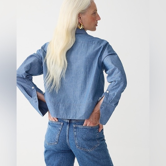 J Crew Cropped garçon shirt in chambray BT738 - Picture 3 of 6